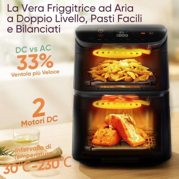 Cosori Turbo Tower Chef Edition 10,8 L – Doppel-Basket Heißluftfritteuse mit 2630 W & 3 Ebenen – Bild 3